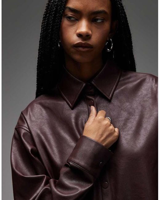 ASOS Black Oversized Faux Leather Shirt