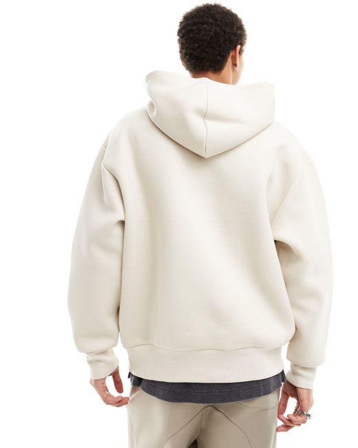 Sudadera beis extragrande con capucha ASOS de hombre de color White