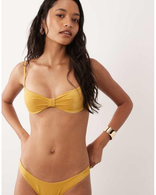 Free Society Brown Bikini Top With Knot Detail