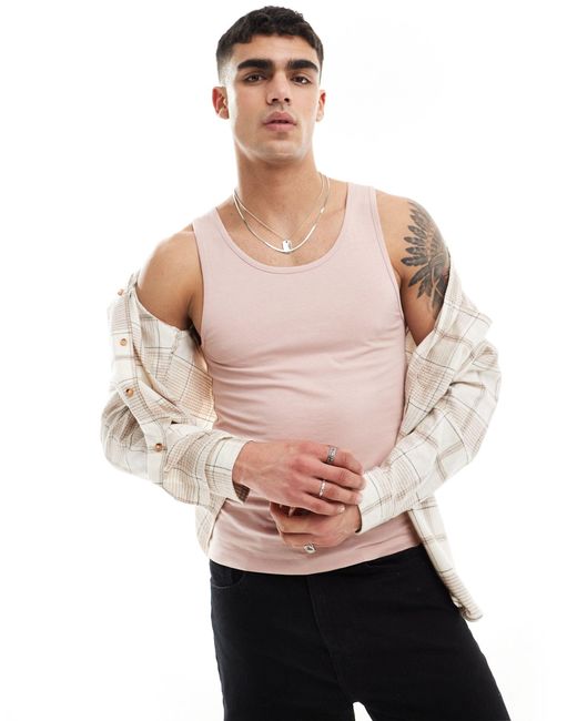 ASOS Pink Muscle Fit Vest for men