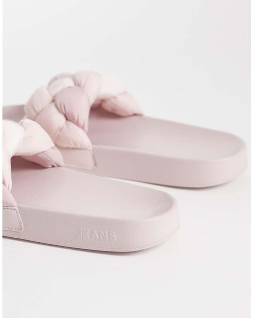 Tommy Hilfiger Pink Braided Slides