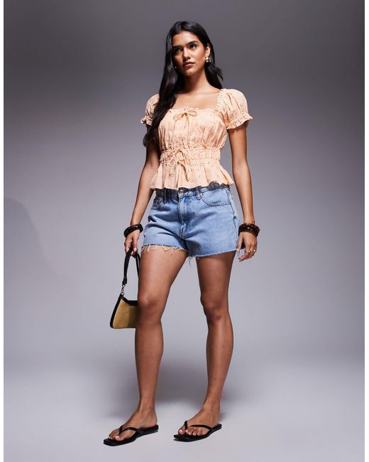 River Island Blue – gesmoktes oberteil