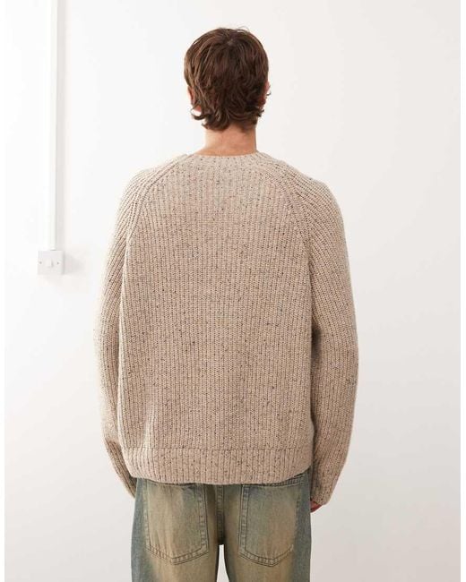 Maglione Oversize Misto Lana Con Filato Puntinato di Weekday in Natural da Uomo