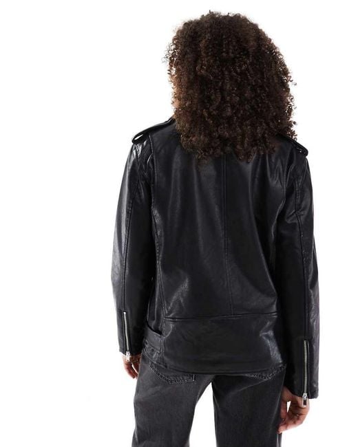 Vero Moda Oversized Bikerjack Van Imitatieleer in het Black