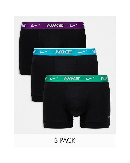 Everyday - confezione da 3 paia di boxer aderenti neri cotton stretch con elastico di Nike in Black da Uomo