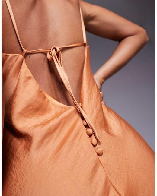 TFNC London Gray Satin Cowl Back Maxi Dress On Rust