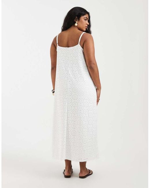 Vero Moda White Jersey Floral Broderie Cami Midi Dress