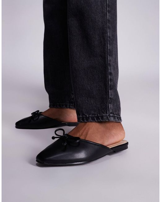 Public Desire Black Gio Slip On Mule Flats