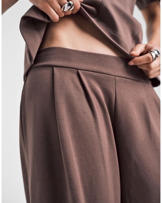 ASOS Brown Pleat Front Wide Leg Co-ord Trouser