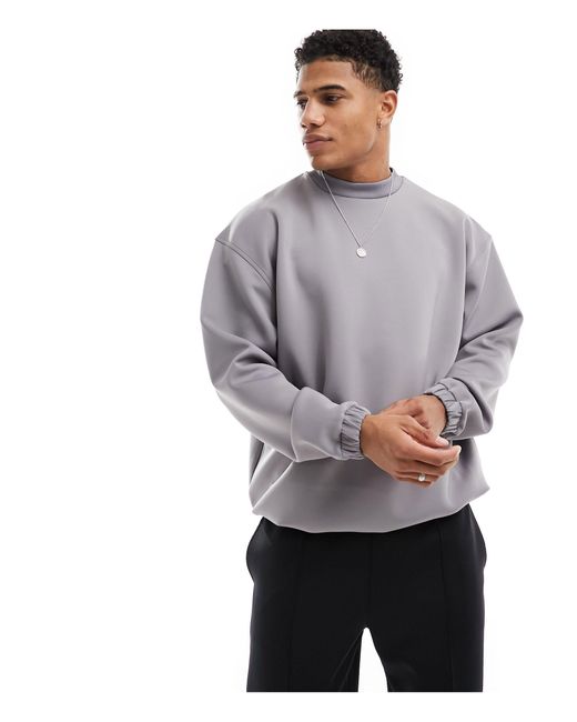 ASOS Gray Oversized Scuba Sweatshirt for men