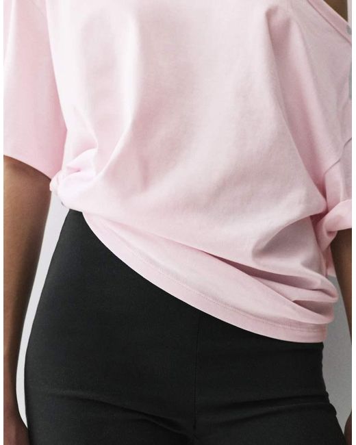 Pull&Bear White Asymmetric Short Sleeve T-shirt