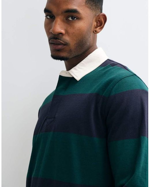 Gant Blue Heavyweight Striped Rugby Polo for men