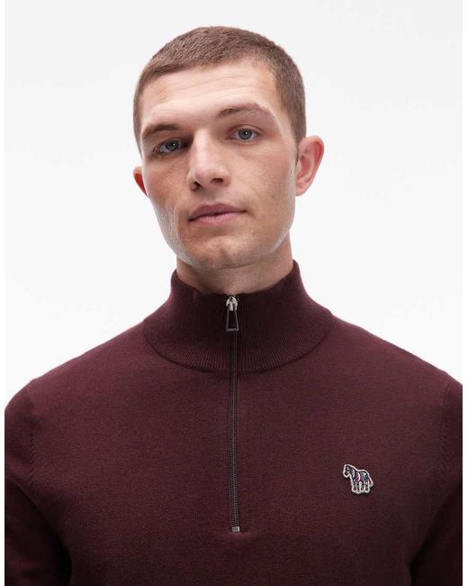 Paul Smith Red Paul Smith Quarter Zip Zebra Logo Sweatshirt for men