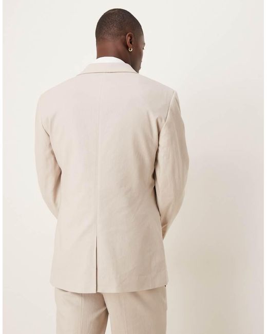 ASOS Natural Slim Linen Suit Jacket for men