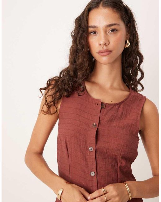 Vila Red Button Front Midi Dress