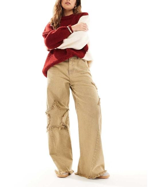 Don't Think Twice Natural Dtt Gia Shredded Star Detail Jeans