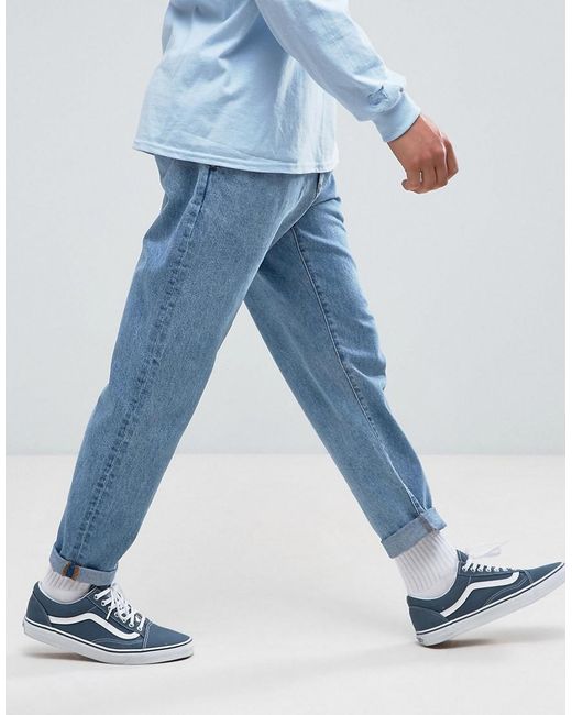 ASOS Blue Double Pleated Jeans for men