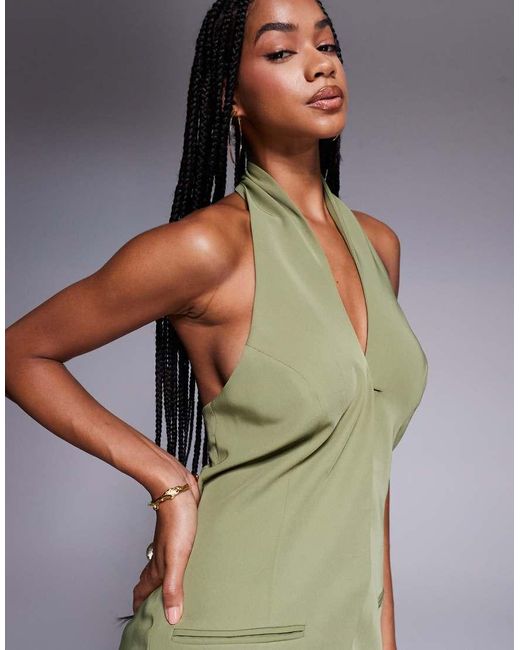 ASOS Green Tailored Halterneck Waistcoat Co-ord
