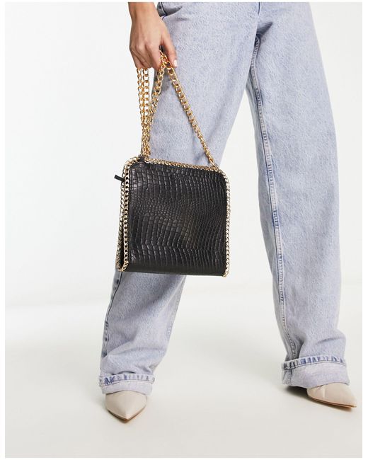 Bolongaro Trevor Mock Croc Leather Shoulder Bag With Chain Strap in