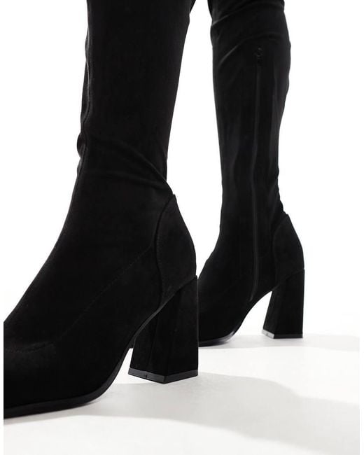 ASOS Black Wide Fit Keely Block-heeled Over The Knee Boots