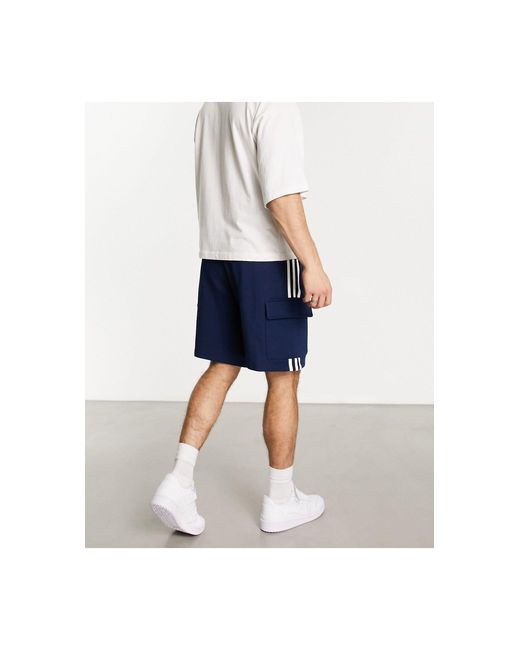 adidas Originals Adicolor 3 Stripe 10 Inch Cargo Shorts in Blue for Men |  Lyst