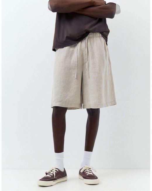 Short en 100 % lin - beige Pull&Bear pour homme en coloris Gray