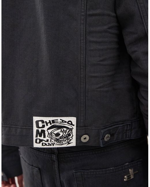 Cheap Monday Black X Landon Barker Issue Coated Denim Jacket for men