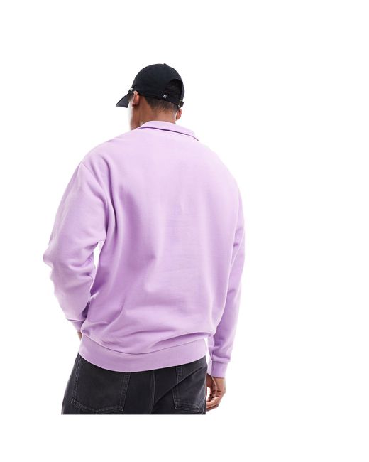 ASOS Purple Oversized Half Zip Sweatshirt for men