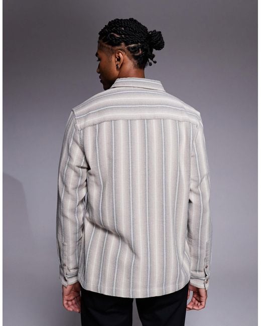 ASOS Gray Overshirt Basket Weave Shirt for men