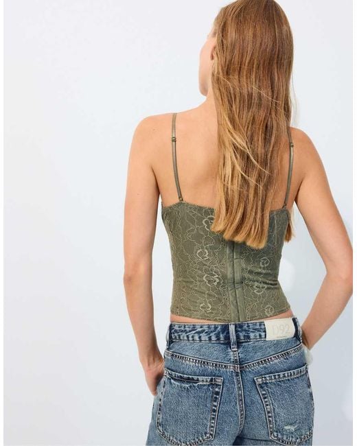 Stradivarius Blue Lace Corsetry-inspired Top