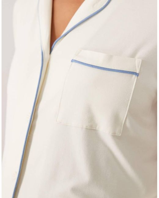 ASOS White Asos Design Maternity Super Soft Short Sleeve Shirt And Short Pyjama Set