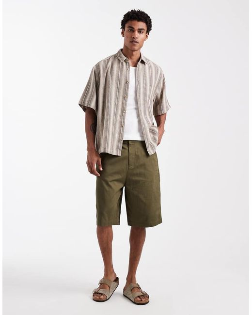 ASOS Gray Oversized Textured Stripe Shirt for men