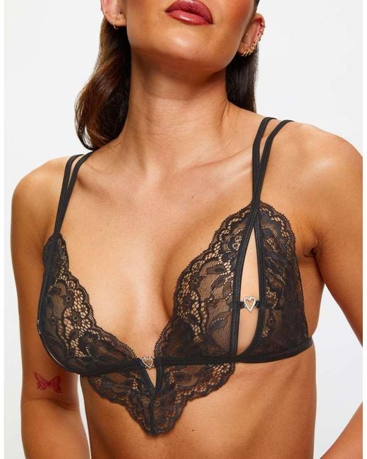 Ann Summers Brown Diamond Heart Crotchless Set