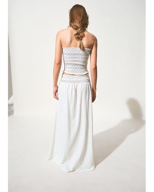 Mango White Teen 100% Cotton Boho Maxi Skirt With Embroide Detail