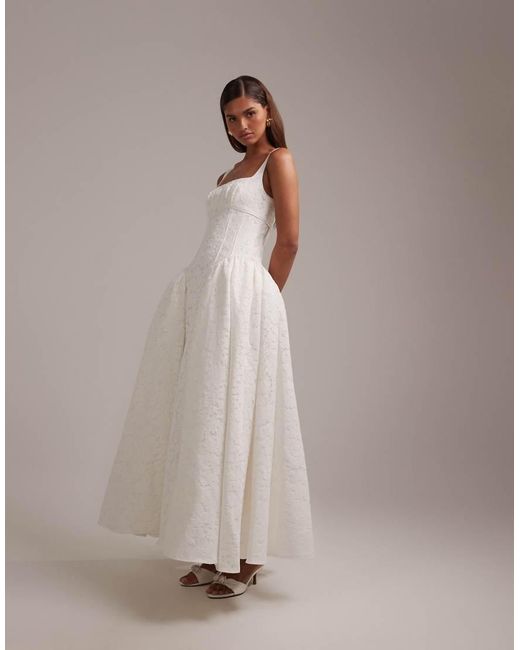 ASOS White Lace Prom Bridal Midi Dress