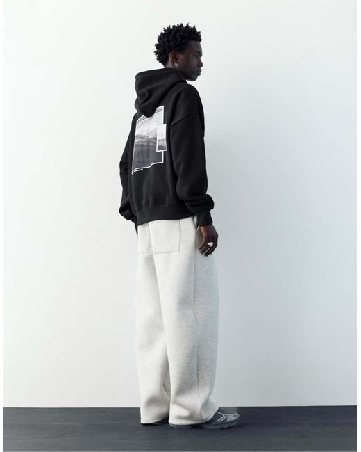 Pull&Bear Blue Graphic Hoodie for men