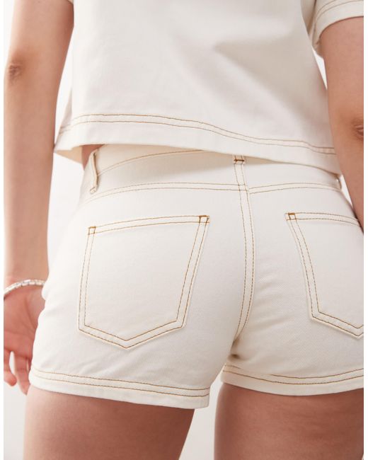 Reclaimed (vintage) White Western Denim Micro Shorts Co-ord