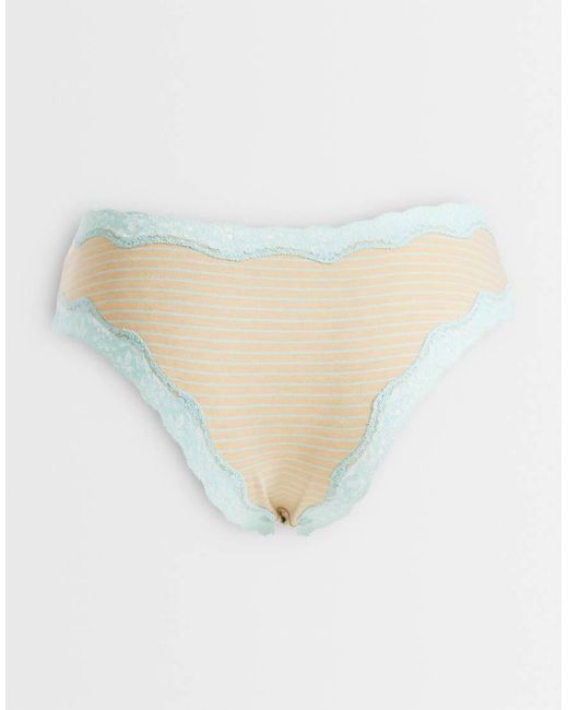 ASOS Blue 3 Pack Brazilian Briefs With Lace Trim