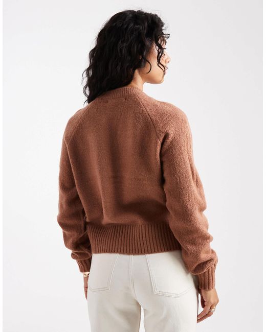 Threadbare Brown Crew Neck Button Through Cardigan