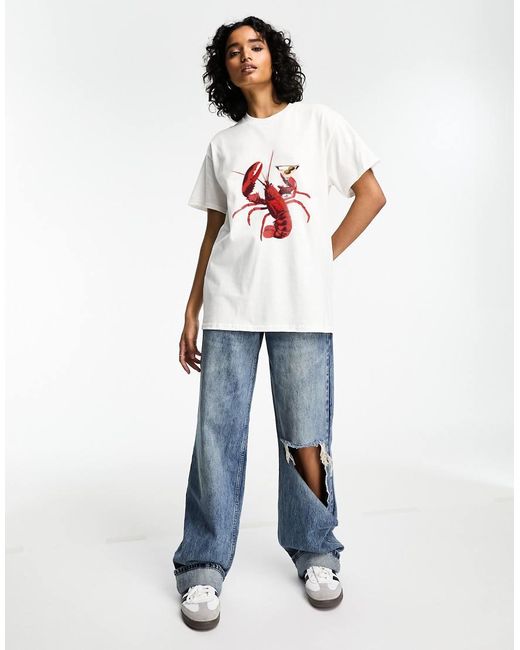 ASOS White Oversized T-Shirt With Lobster Martini Graphic