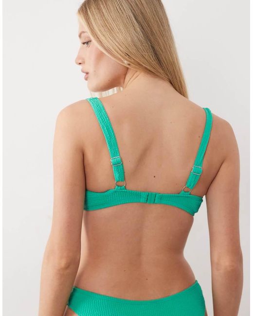 The Frolic Blue Exclusive Crinkle Notch Front Square Neck Bikini Top Co-ord
