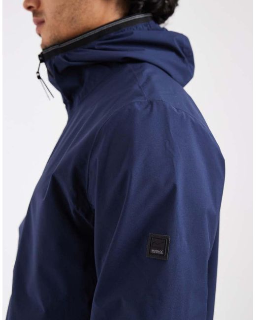 Regatta Blue Hooded Rehan Waterproof Shell Jacket for men