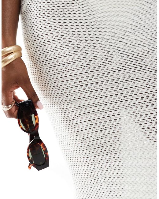X perrie sian - jupe mi-longue d'ensemble au crochet - crème In The Style en coloris White
