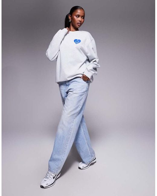 HUGO Gray Oversized Crew Sweatshirt