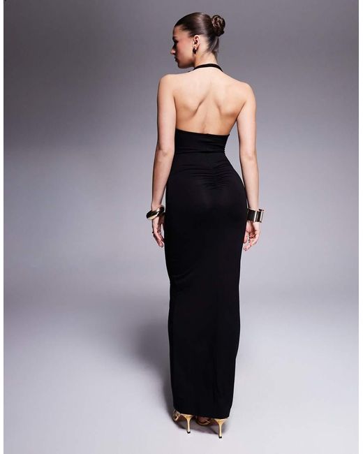 ASOS Blue Scoop Neck With Ruched Bum Back Midi Dress