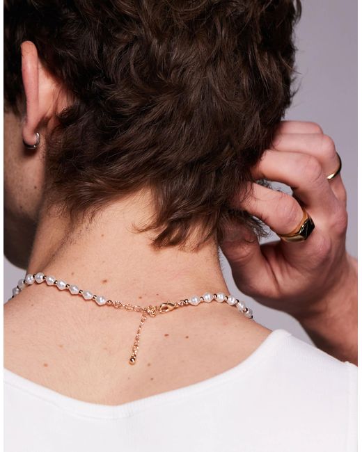 ASOS White Festival Pearl And Bead Necklace for men