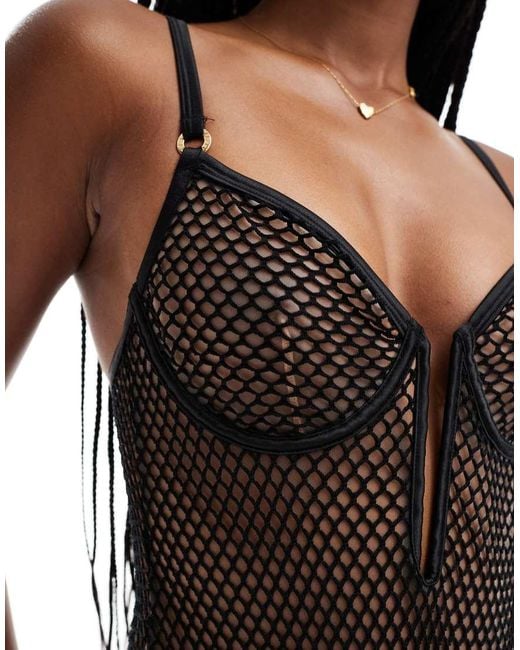 Bluebella Black Mina Fishnet Detail Body