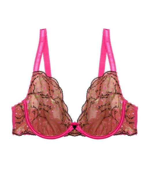 Playful Promises Brown Spank Me & Nude Embroidery Plunge Bra