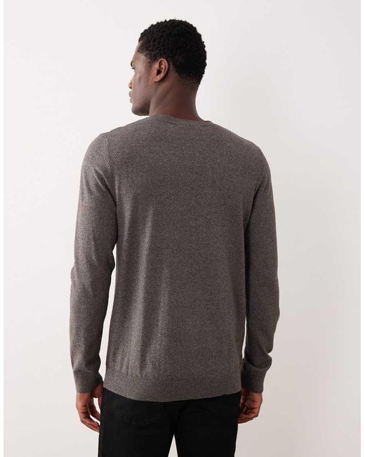 SELECTED Gray Crew Neck Knit Jumper for men