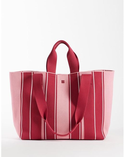 Sweaty Betty Red Canvas Printed Tote Bag